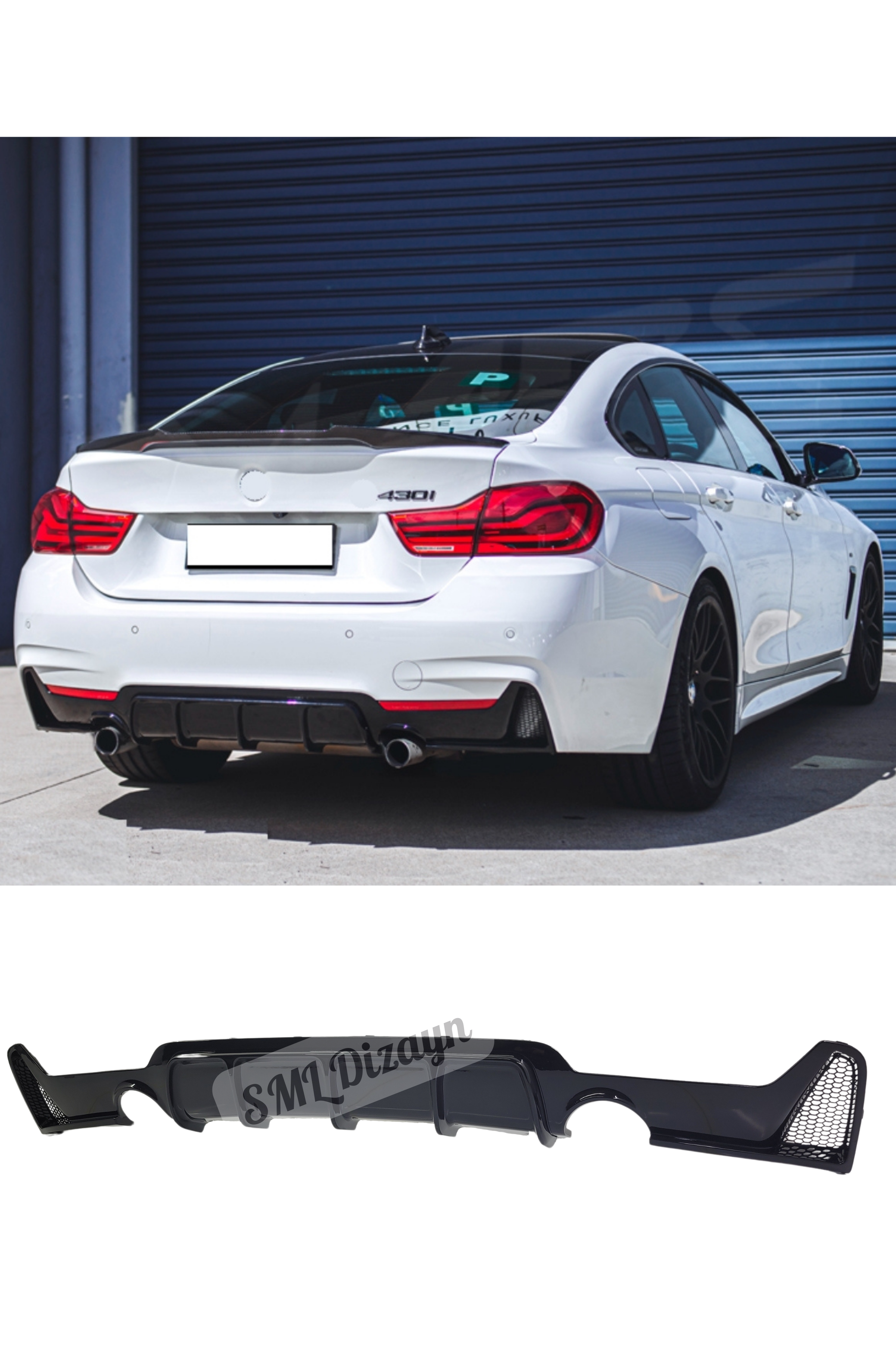 BMW F32 F33 F36 M Sport Arka Difüzör Sağ-Sol Tek Çıkış - Parlak