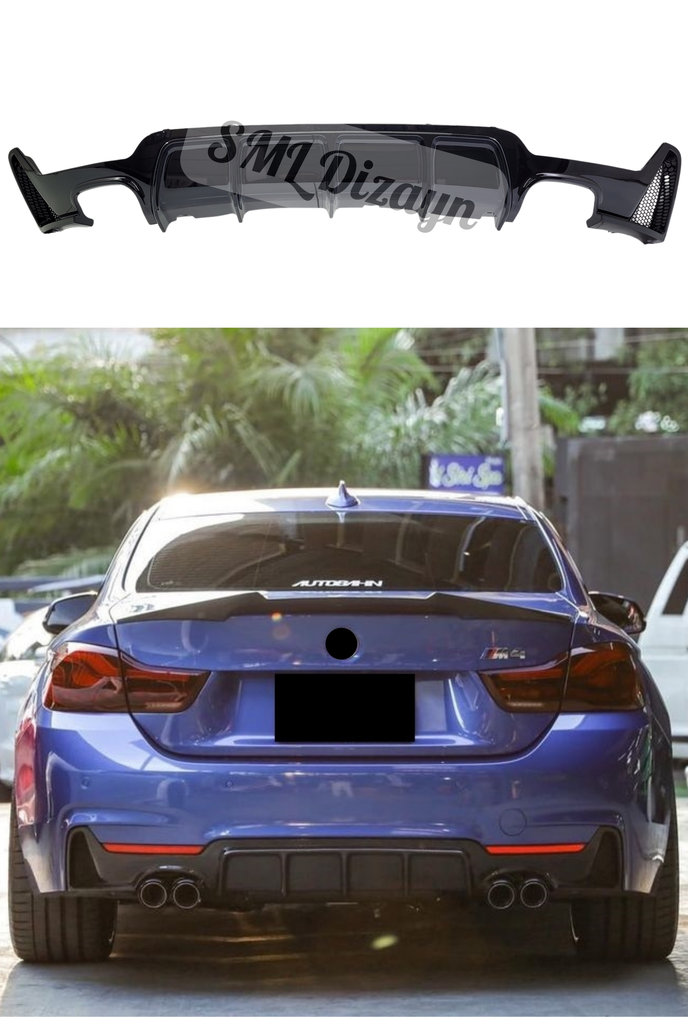 F360③ F32-F33-F36 M Sport Right-Left Double Outlet Diffuser Rear