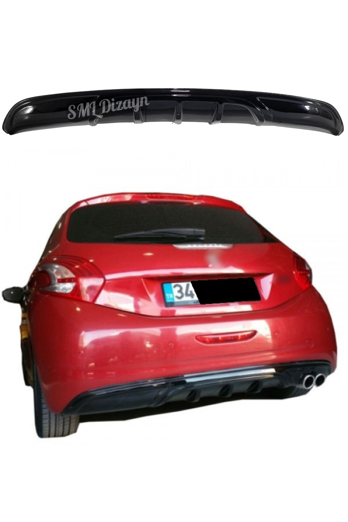 Peugeot 208 Arka Tampon Eki Difüzör (2012-2018) Boyasız Plastik