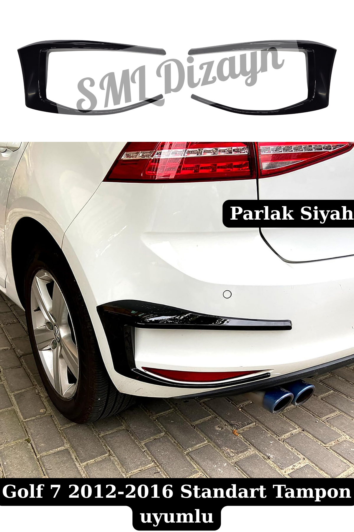 VW Golf 7 Uyumlu Arka Tampon Vent Flap - Piano Black Parlak Siyah Arka ...