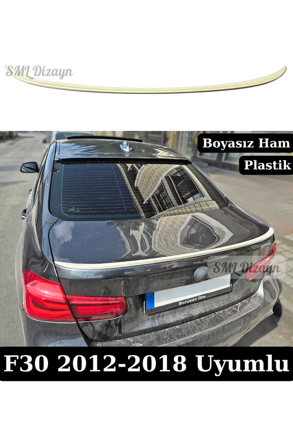 BMW 3 Serisi F30 Sedan (2012-2018) uyumlu Boyasız M3 Stil İnce Bagaj Spoileri! Esnek ABS plastik, pürüzsüz boyanabilir yüzey, bantlı pratik ve iz bırakmayan kurulum.