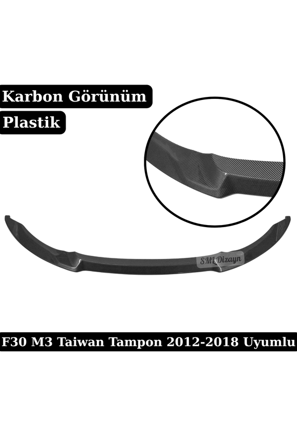 Upgrade your BMW F30 with M3 Taiwan bumper using a 3D Carbon Look ABS Front Bumper Lip. Flexible plastic, ready to install, high-speed stability!