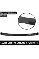 BMW 3 Serisi G20 Uyumlu Cam Üstü Tavan Spoileri - Karbon Görünümlü Plastik M Performance Stil (2019-2026)-1