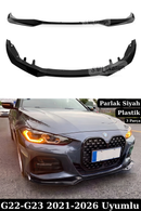 BMW 4 Serisi G22/G23 M Sport (2021-2026) uyumlu Parlak Siyah 3 Parçalı M Performance V2 Ön Lip! Esnek ABS plastik, montaja hazır görünüm, vidalı montaj.