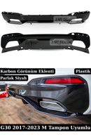 BMW G30 M Sport Arka Tampon Difuzoru Satin Al – Parlak Siyah Karbon Detayli