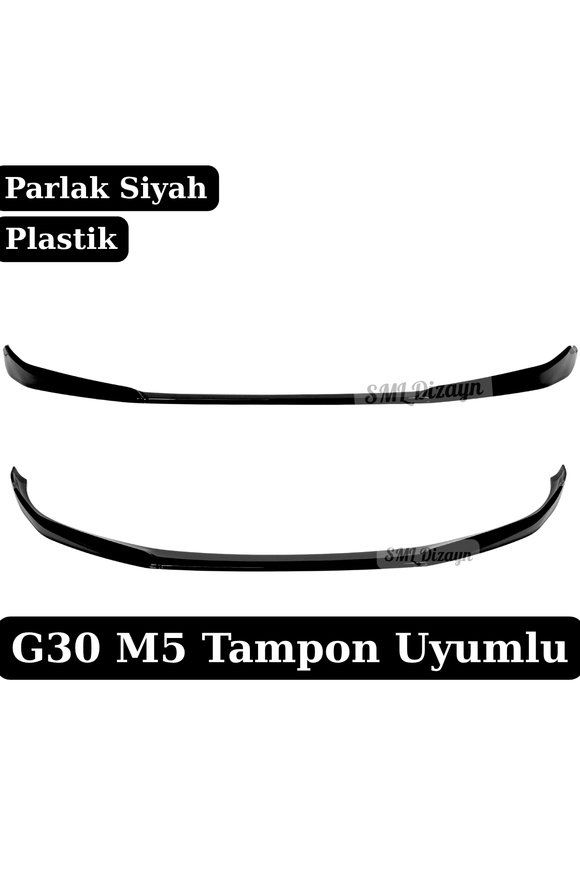 Upgrade your BMW G30 M5 front bumper with a Piano Black ABS Front Bumper Lip. High durability flexible plastic, ready to install, high-speed stability!