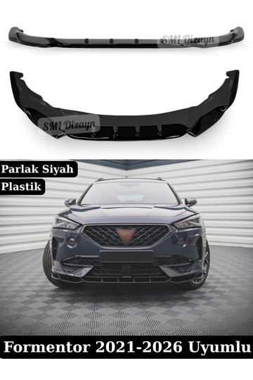 Cupra Formentor Uyumlu Ön Tampon Eki - Parlak Siyah Piano Black Plastik Lip Karlık (2021-2026)