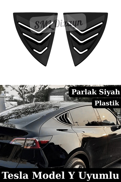 Tesla Model Y uyumlu Parlak Siyah 2 Parça Kelebek Cam Rüzgarlığı Seti! Esnek ABS plastik, Piano Black görünüm, bantlı pratik ve iz bırakmayan kurulum.