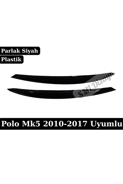VW Polo MK5 6R / 6C (2010-2017) uyumlu Parlak Siyah GTI Stil Far Kaşı Seti! Esnek ABS plastik, Piano Black görünüm, bantlı pratik ve iz bırakmayan kurulum.