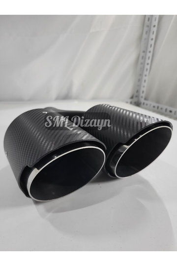 100lük çiftli egzoz-egsoz-egzos ucu başlığı kafa karbon görünüm