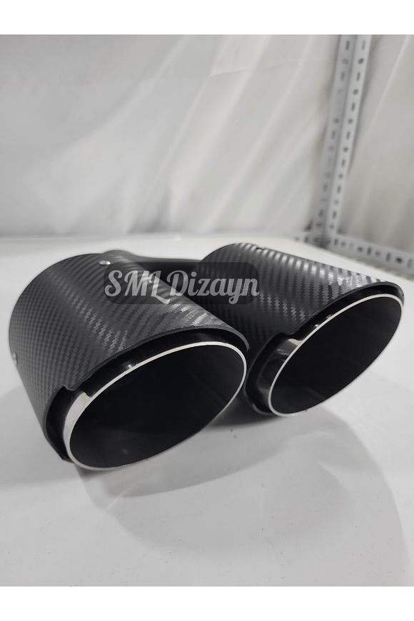 100lük çiftli egzoz-egsoz-egzos ucu başlığı kafa karbon görünüm