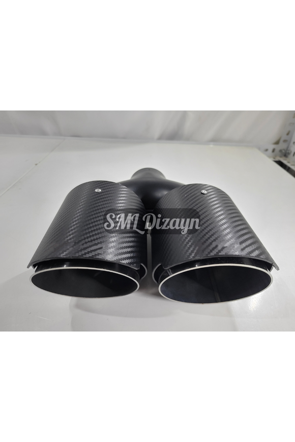 3.93 inches dual exhaust pipes tails tips carbon look