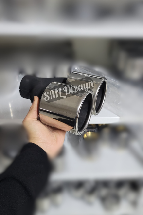 3.93 inches dual round exhaust tips pipes tails