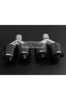 100 mm Ithal Universal Karbon Gorunum Ciftli Egzoz Ucu Satin Al – Kelepceli Sag Sol Takim