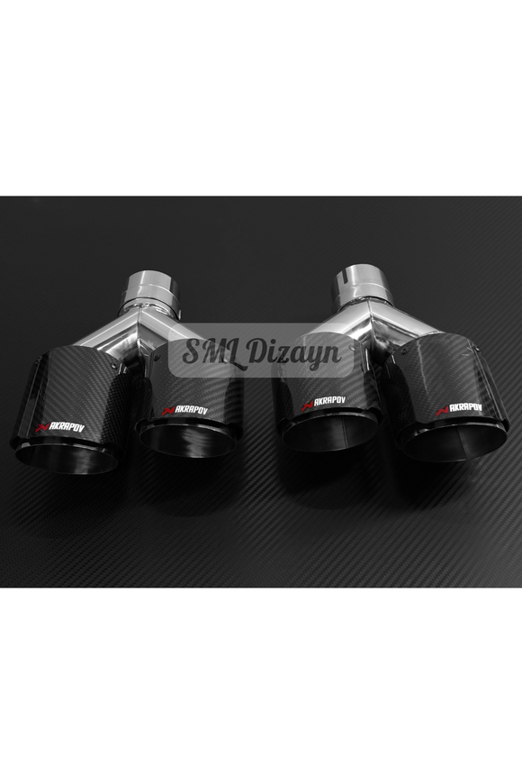 100 mm Ithal Universal Karbon Gorunum Ciftli Egzoz Ucu Satin Al – Kelepceli Sag Sol Takim