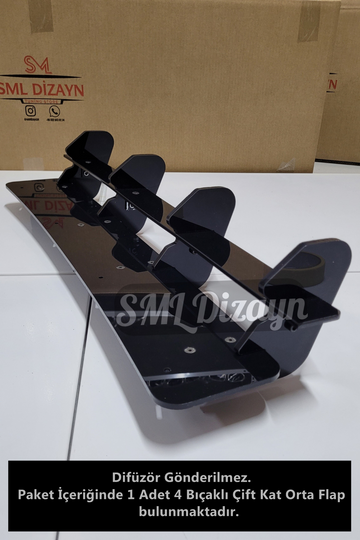 Golf 7.5 R Bumper 4-Piece Double Layer Middle Flap Blade Glossy Black 8 mm  - 0