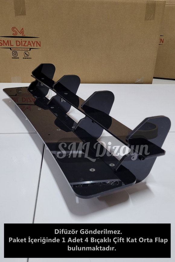 Golf 7.5 R Tampon için 4'lü Çift Kat Orta Flap Bıçak Parlak Siyah 8 mm