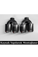 100 mm Akrapoviç Stil Çiftli Egzoz Ucu Seti - Karbon Görünümlü Krom Kaplama Universal Sağ/Sol Takım (2 Adet)-2
