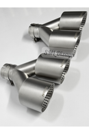Upgrade your wide diffuser with Imported 114mm Perforated Matte Textured Chrome Exhaust Tips. 60mm clamp-on non-weld fitment, 23.5cm width, complete pair!