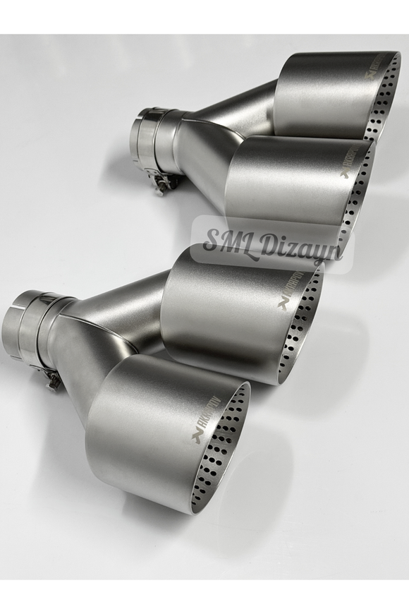 Upgrade your wide diffuser with Imported 114mm Perforated Matte Textured Chrome Exhaust Tips. 60mm clamp-on non-weld fitment, 23.5cm width, complete pair!
