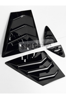 Upgrade your Toyota Corolla E210 Sedan (2019-2026) with Piano Black Quarter Window Louvers. Flexible ABS plastic, glossy finish, 4-piece stick-on fitment!