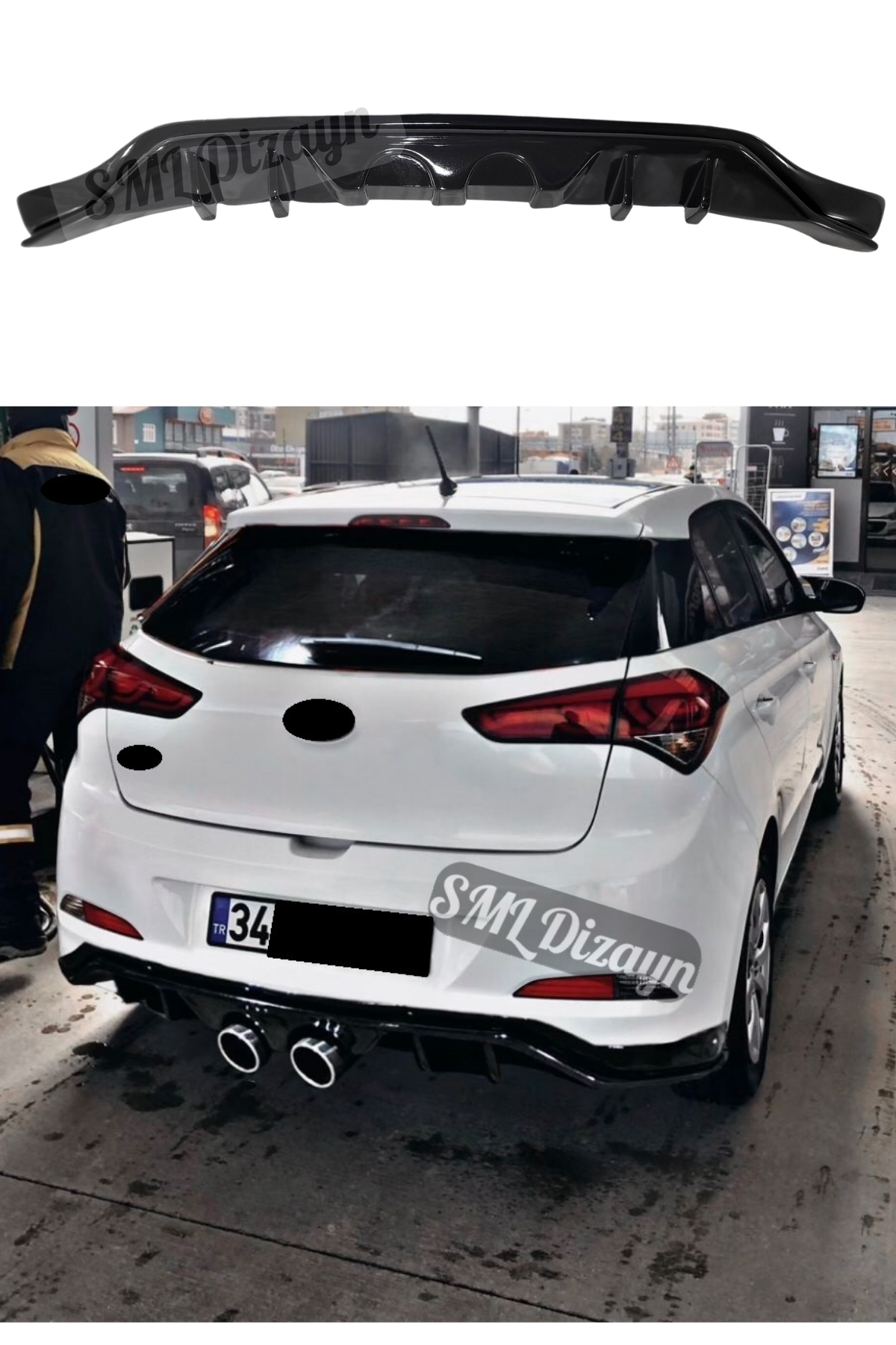 i20 Mk2 R20 Rear Additional Diffuser Center Double Outlet Unpainted Pl ...