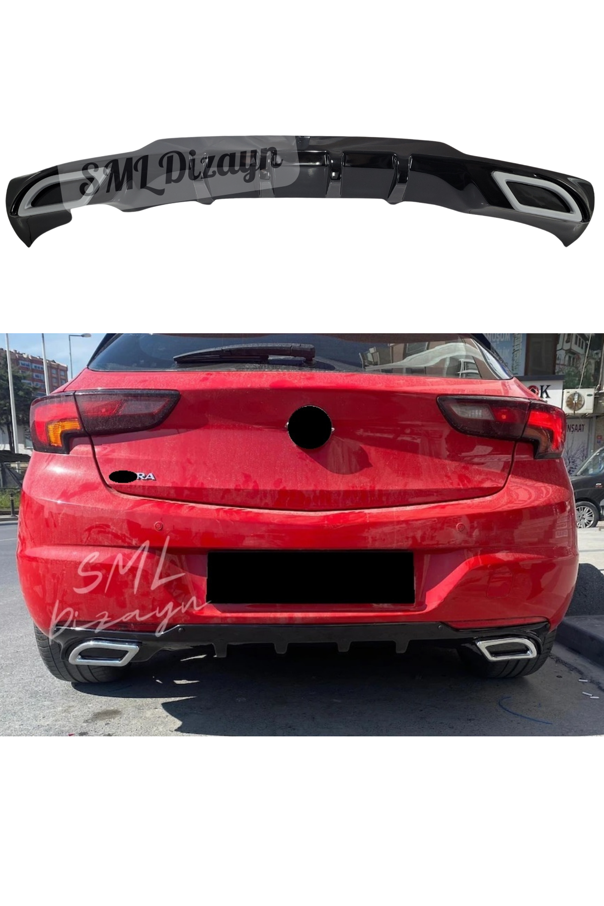 Opel Astra K HB Arka Tampon Difüzörü Parlak Siyah (2015-2021) - Krom E ...