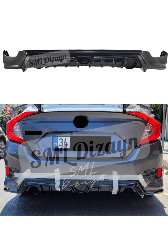 2016-2017-2018-2019-2020-2021 honda civic fc5 mugen arka ek tampon difüzör difizör 