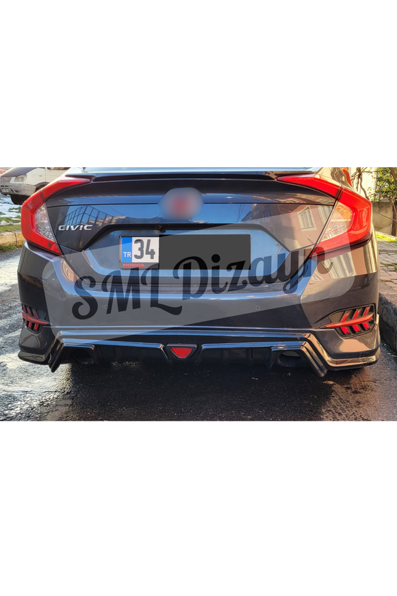 rear diffuser lip for 2016-2017-2018-2019-2020-2021 honda civic 10th gen fc5 