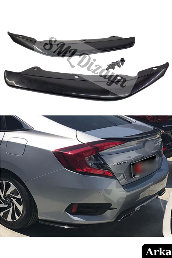 rear lip splitters for 2016-2017-2018-2019-2020-2021 honda civic 10th gen
