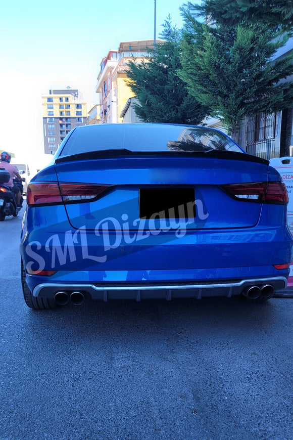 A3 8V S3 Sedan Gri Difüzör Arka Ek 2017-2020 (Makyajlı Kasa)