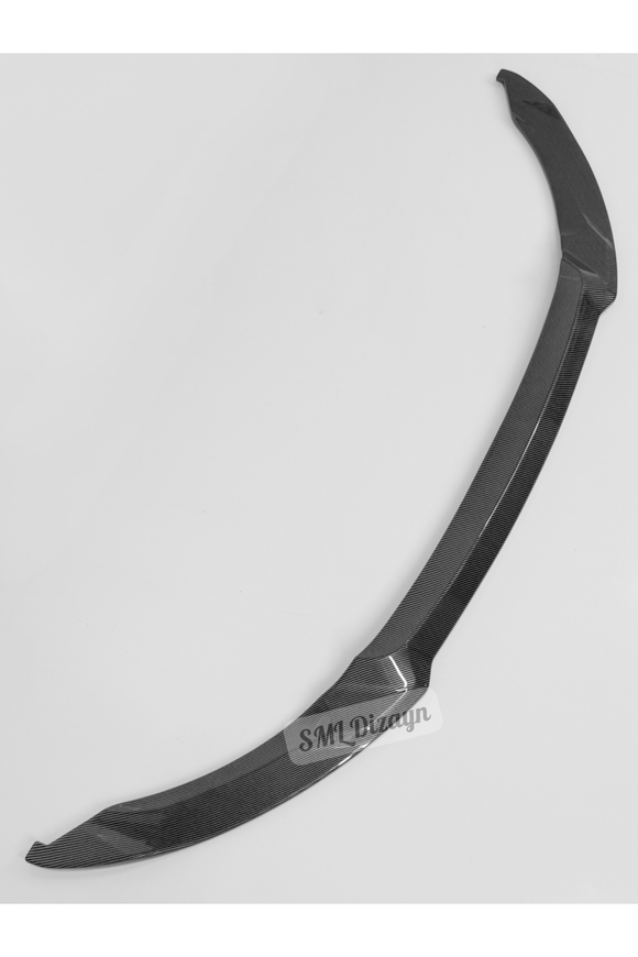 The M3 CS / M Performance style front bumper lip spoiler for BMW 3 Series F30 models fitted with aftermarket Taiwan M3 conversion front bumpers (2017-2023 conversion) is custom-molded to match lower bumper contours with OEM precision. Manufactured from high-grade, flexible ABS plastic featuring a hydrographic 3D carbon fiber pattern coating, this front splitter requires no additional painting or wrap installation. Unlike heavy and brittle fiberglass alternatives, its lightweight construction provides high 