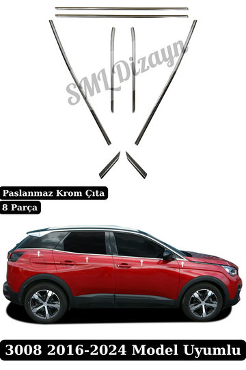 peugeot 3008 krom cam çıtası