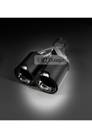 Upgrade your diffuser with Imported 90mm Dual M Logo Carbon Look Exhaust Tips. Clamp-on non-weld fitment, high heat resistant chrome core, complete pair!