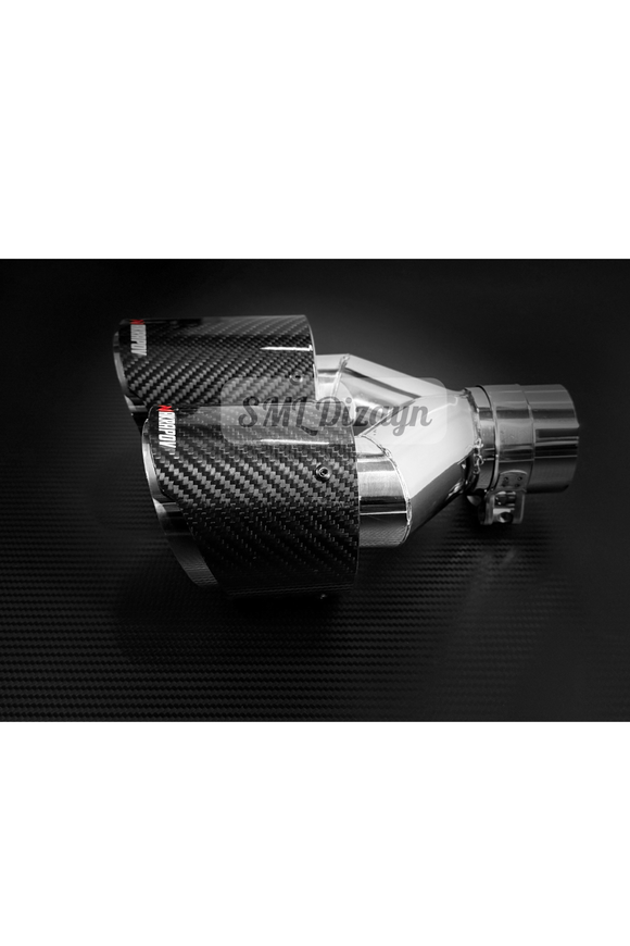 100mm Dual Outlet Imported Carbon Effect Exhaust Tailpipe Extension Set – Bolt-On Universal Fitting