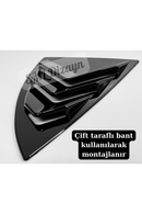 The Performance style rear quarter side window louver spoiler set for Tesla Model Y models (all production years including Long Range, Performance, and RWD) is custom-molded to match upper rear side glass contours with exact OEM precision. Manufactured from high-grade flexible ABS plastic featuring a factory high-gloss Piano Black finish, this 2-piece window spoiler set (left and right sides) requires no additional painting or prep work. 