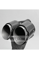 100 mm Akrapoviç Stil Çiftli Egzoz Ucu Seti - Karbon Görünümlü Krom Kaplama Universal Sağ/Sol Takım (2 Adet)-7