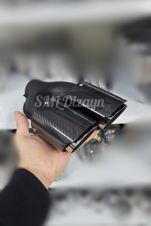 3 inches dual exhaust pipe tips tails carbon look