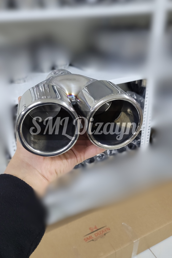 76lık çiftli egzoz-egzos-egsoz ucu başlığı kafa