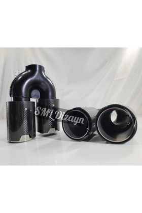 90lık çiftli egzoz ucu karbon görünüm