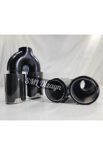 90lık çiftli egzoz ucu karbon görünüm