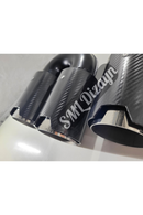 3.54 inches dual round exhaust tips tails pipes carbon look