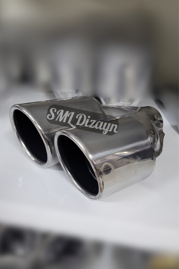 3.54 inches round dual exhaust pipes tails tips
