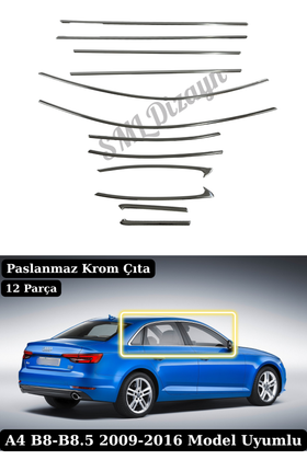 audi a4 b8 krom cam çıtası