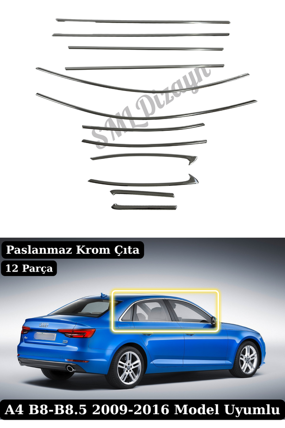 audi a4 b8 krom cam çıtası