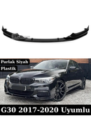 BMW G30 M Sport (2017-2020 makyajsız) uyumlu Parlak Siyah Vakum Plastik Ön Tampon Eki! Esnek yapılı, montaja hazır M Performance görünüm, vidalı montaj.