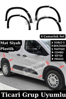 Rifter, Partner, Doblo, Combo, Berlingo ve Proace uyumlu Pütürlü Mat Siyah Çamurluk Dodik Seti! Esnek ABS plastik, delmesiz kendinden bantlı kolay montaj.
