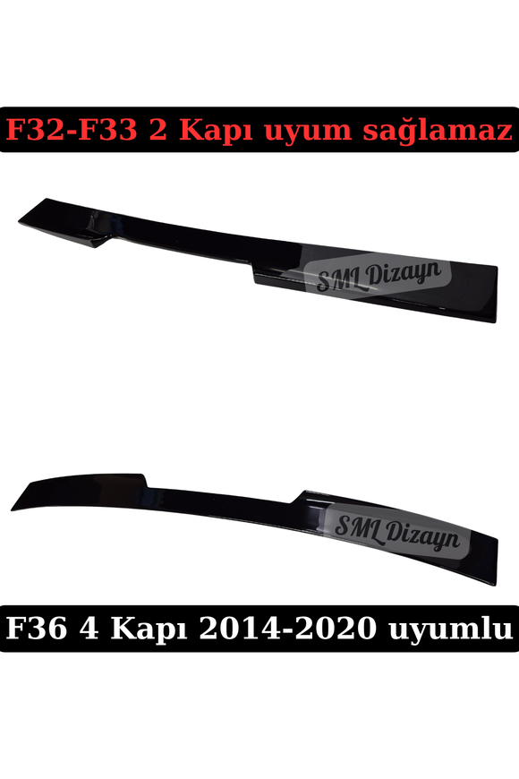 F36 Cam Üstü Spoiler 2014-2020 Parlak Siyah F36 Tavan Spoyler Spoylır Çıta Plastik