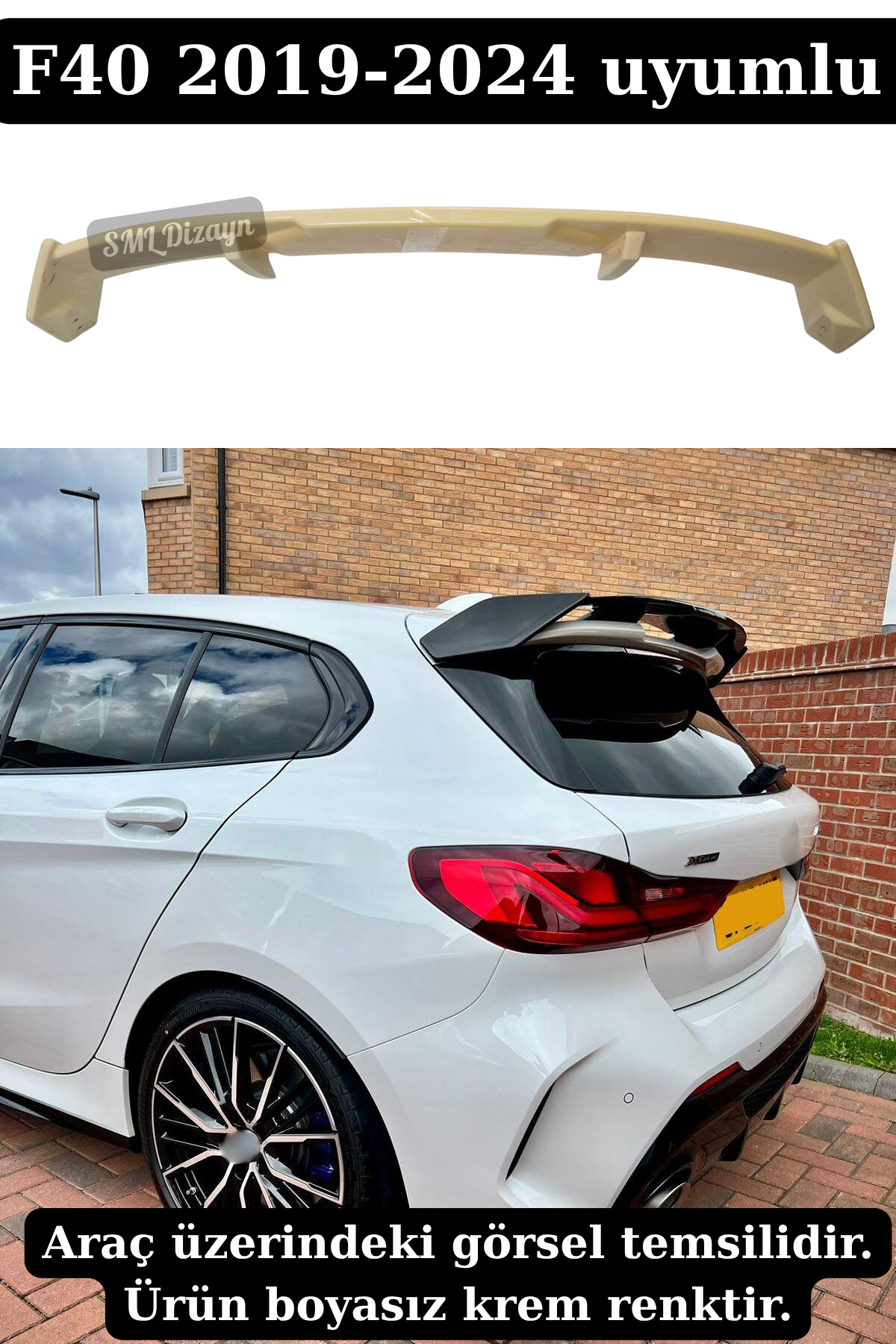 BMW F40 Uyumlu M Performance Spoiler - Boyasız Krem Renk Plastik Bagaj ...