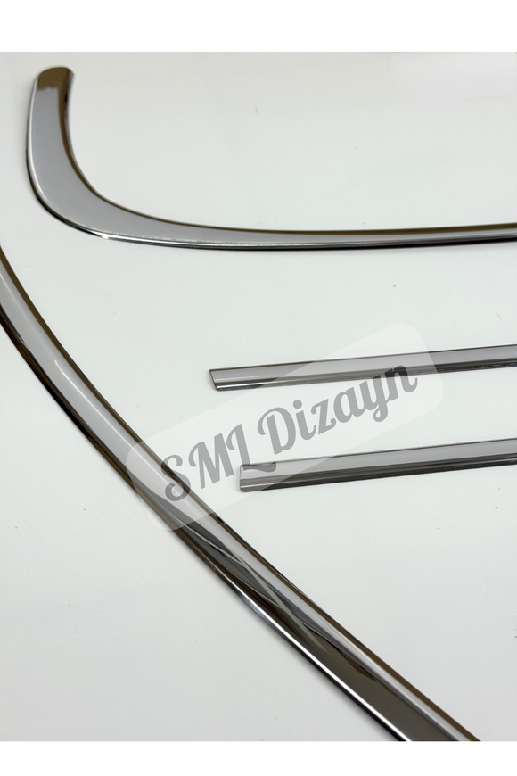 BMW 3 Serisi E90 (2004-2011) Uyumlu 8 Parça Paslanmaz Krom Cam Çıtası - Tam Tur Set